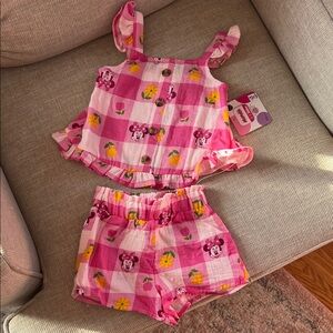 Disney Pink Checkered Kids Set with Minnie Mouse